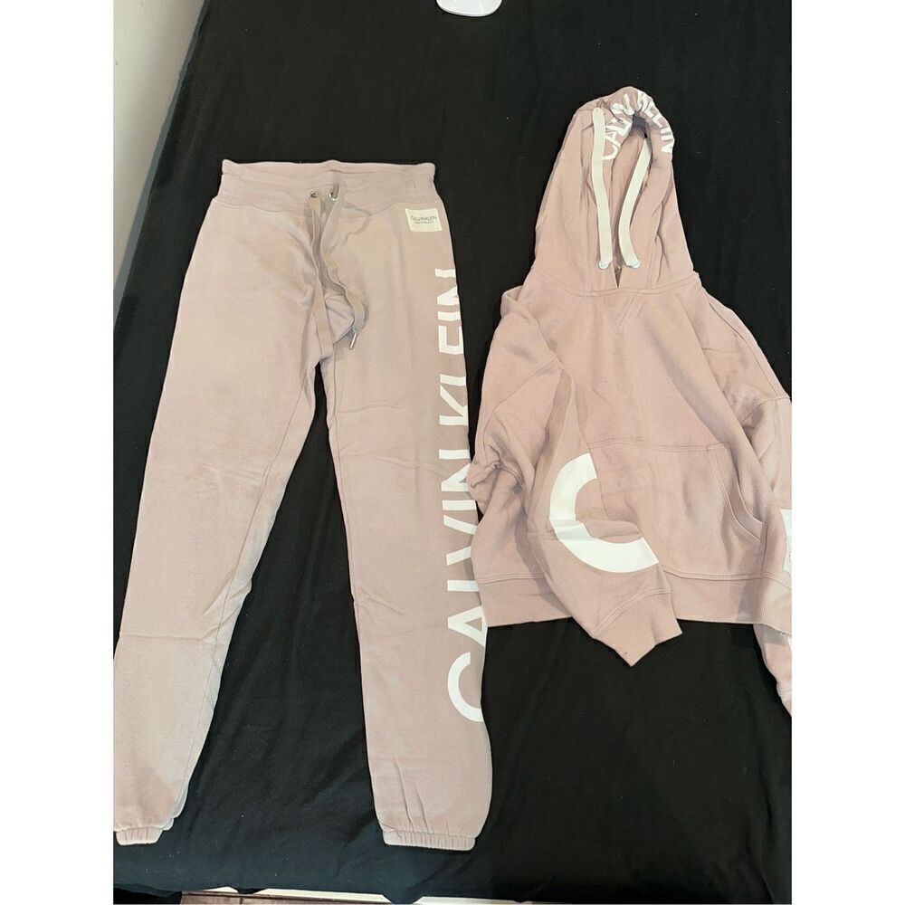 Calvin Klein purple and white sweater hoodie and sweats set size XS